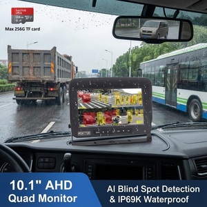 Monitor IPS AI <span class=keywords><strong>BSD</strong></span> de 10.1 Pulgadas con Cámara de Reversa Impermeable IP69K | Grabador DVR de 4 Canales con Advertencia de Peatones 1080P, 12-36V para Maquinaria Portuaria - Product Image 4