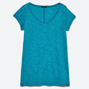 Camiseta corta con cuello en V de diseño único para mujer, 180GSM, mezcla de algodón y spandex, cómoda y sexy, para mujer, de BD. - Product Image 1