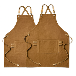 Delantal de Cocina Unisex de Lona de Algodón Resistente, Delantal de Trabajo con Bolsillo Frontal Grande, Correa Ajustable para el Cuello, Color Gris - Product Image 1