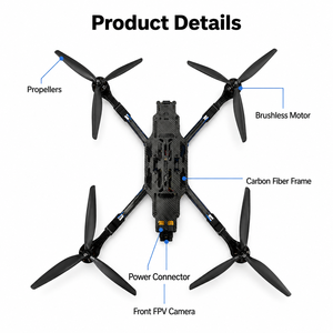 Drone FPV 13 pouces, quadricoptère, châssis en fibre de carbone, moteur sans balais, caméra frontale, plateforme aérienne, OEM ODM - Product Image 3