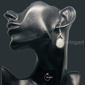 ต่างหูห้อยสำหรับผู้หญิง พลอยมูนสโตนสีรุ้งธรรมชาติ พลอยประจำเดือนมิถุนายน ของขวัญคริสต์มาส เครื่องประดับทำมือ เงินแท้ 925 - Product Image 2