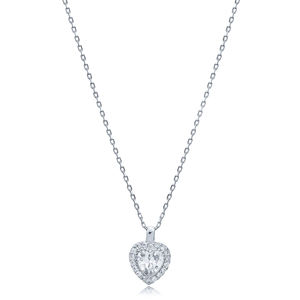 Clear Zircon <b>Heart</b> Pendant Wholesale 925 Silver <b>Necklace</b> Handmade Turkish 925 Sterling Silver Jewelry - Product Image 4