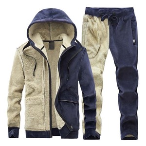 Ensemble de survêtement sportif réversible en molleton 100% coton pour homme, chaud et idéal pour l'hiver - Product Image 3