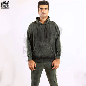 Ensembles de survêtements d'hiver à capuche unis et délavés à l'acide pour hommes – Qualité supérieure, personnalisables, légers, en polyester/coton respirant - Product Image 2