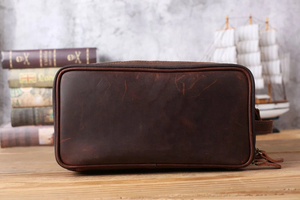 Kit de Afeitado para Hombre de Cuero Genuino, Estilo Vintage, Impermeable, Gran Capacidad, para Viaje, Organizador de Viaje, con Logotipo Personalizado - Product Image 3
