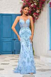 Vestido de Noche Elegante, Sin Mangas, con Bordado Floral de Lujo, Antiestático, Silueta en Línea A, Ecológico, para Cóctel - Product Image 5