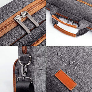 Shoulder Bag with Dual Compartments Leather Handles <b>Luggage</b> <b>Strap</b> Front Pocket Laptop Bags - Product Image 5