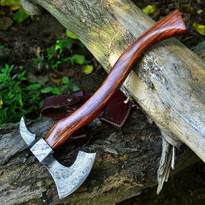 Hache en acier de Damas, style hache de bataille traditionnelle, avec manche durable, outil d'extérieur |   Hache de qualité supérieure à prix avantageux et faible MOQ - Product Image 6