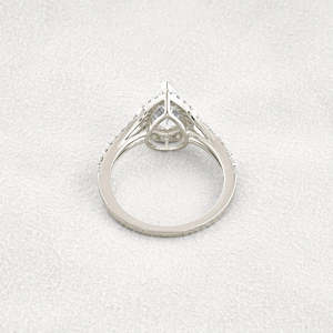 925 Silver Elegant and Luxurious <b>Moissanite</b> Diamond Pear Cut Split Shank Halo Engagement <b>Ring</b> - Product Image 2