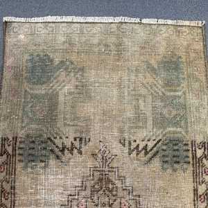 1.5x3.2 ft Turkish Vintage Rug, Small Rug, <b>Brown</b> <b>Wool</b> Rug - Product Image 3