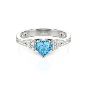 Bague Jeulia classique en argent sterling avec grappe de rubis taille cœur - Product Image 1