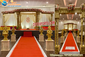 มันดาปงานแต่งงานอินเดียกลางแจ้งที่สวยงามที่สุด รูปทรงสีขาว ตกแต่งด้วยเสาสามเสาในสหราชอาณาจักร ตกแต่งมันดาปเสาสามเสาสำหรับงานกลางแจ้งในออสเตรเลีย - Product Image 6