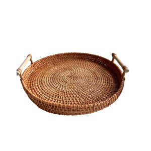 <b>White</b> Rattan <b>Round</b> Tray Color Customize Vintage Home Decor 1 Made Vietnam Cenvinex RT01 Customized Packaging OEM Available - Product Image 1