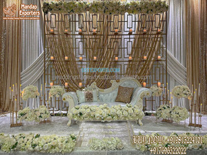 Decoración de Paredes para Escenario de Boda con Velas de Diamantes, Paneles Metálicos Preciosos para Fondo de Escenario de Boda, Diseño Novedoso y de Ensueño, Reino Unido - Product Image 2