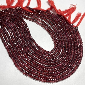 Mozambique ลูกปัดโกเมนเหลี่ยมเพชรพลอยทรงกลมขนาด4.5-5มม. ลูกปัดสีแดงธรรมชาติสำหรับเจาะตรงกลางเครื่องประดับลูกปัด - Product Image 1