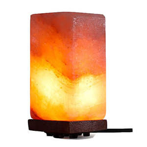 Lampe bloc de couleur rose clair fabriquée à la main lampe à sel de forme carrée-entreprises siennes - Product Image 6