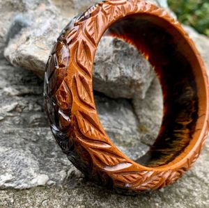 COMES Diseño único Brazalete de madera y pulsera Tamaño personalizado Pulseras de madera Brazalete Hecho a mano Flor Brazalete de madera Brazalete - Product Image 2