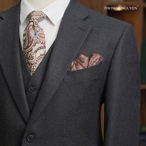 A Three-Piece Tailored Men's Suit in Black Love Letter featuring a Jacket, Trousers, and <b>Waistcoat</b>, Made in Vietnam. - Product Image 2