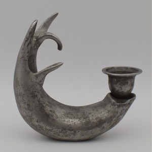 Handcrafted Aluminium Casted Reindeer Horn Candle <b>Holder</b> With Ornate <b>Hammered</b> Texture Artisan Detailing Offering - Product Image 2