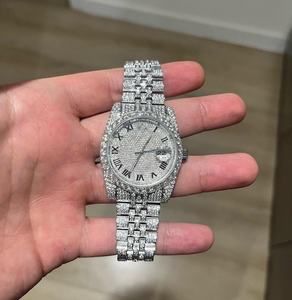 Luxueux argent glace Out coupe Moissanite diamant montre pour hommes bijoux de mode montre en acier inoxydable - Product Image 2