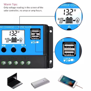 Contrôleur solaire HOULI YJSS-10A bleu 12V/24V avec suivi automatique des paramètres PWM, affichage LCD et double port USB - Product Image 5