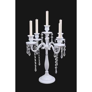 Candelabro de 5 brazos con cuentas de cristal transparente y chapado en oro de alta calidad hecho en Metal de calidad superior decoración de centro de mesa de boda - Product Image 5