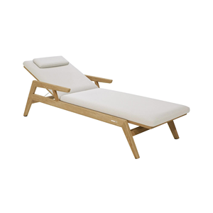 Tumbona de madera maciza duradera de teca con color natural incluye cojín a prueba de Sol para uso en exteriores en hoteles y villas - Product Image 3