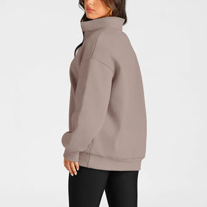 Sweat-shirt décontracté pour femme à col zippé, coupe ample, en polaire, avec poche kangourou, sudaderas - Product Image 6