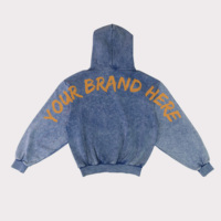 Sweat-shirt à capuche pour homme, coupe ample, en coton French Terry 500 g/m², avec impression DTG personnalisée, broderie, effet délavé vintage.