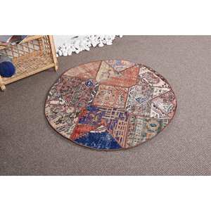 Alfombra de retales Vintage de lana marrón moderna de 3,4x3,3 pies, diseño rectangular abstracto clásico, alfombra hecha a mano para sala de estar, regalo de látex - Product Image 2