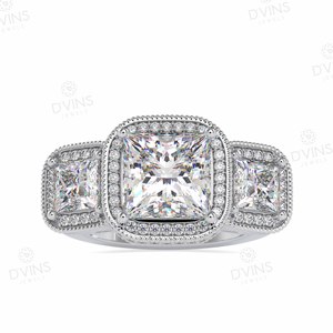 Classique personnalisé 100% satisfaction garantie 14k bague de fiançailles de mariage Solitaire or VVS Lab diamant taille princesse - Product Image 1