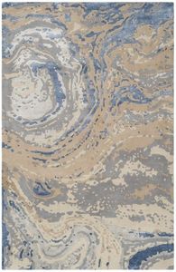 Tapis d'hôtel moderne abstrait, noué à la main, fait main, rembourré, antidérapant, à poils moyens, en laine et soie, lavable - Product Image 6
