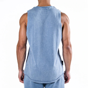 Camisetas sin mangas de gimnasio OEM para hombre, ropa deportiva personalizada de algodón y LICRA con tirantes, transpirable, lavado, Fitness, culturismo, deporte de punto - Product Image 5