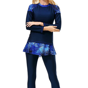 Ensemble burkini 2 pièces imprimé coupe haute pour femme, sur mesure, de haute qualité, en matière Spandex/Polyester respirante et à séchage rapide - Product Image 4