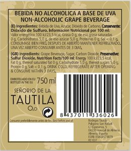 Desalcoholizado Blanco Espumoso 0'0 Senorio De La Tautila Botella De Vidrio 200ml - Product Image 3