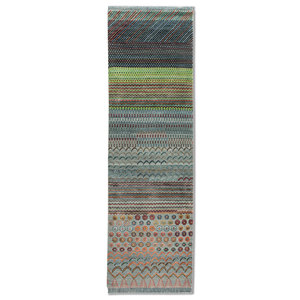 Tapis Manchaha bleu noué à la main en laine et soie de bambou, géométrique abstrait, pour la maison et le couloir, épaisseur 10 mm - Les-2661 Jaipur Rugs US - Product Image 1