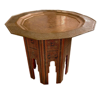 Mesa central marroquí de calidad superior, diseño estampado Floral, bandeja superior redondeada, muebles de Metal hechos a mano, mesa marroquí decorativa