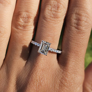 14Kt chapado en oro sólido IGI certificado lujoso estilo de moda corte esmeralda anillo de compromiso de diamante cultivado en laboratorio anillo de regalo fino para mujer - Product Image 2