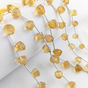 Cuentas facetadas de citrino de grado AAA, forma trillón de 7-8 mm, hebra de cuentas naturales para la fabricación de joyas, 13-14 cuentas, 8 pulgadas - Product Image 3