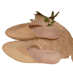 High End Raffia <b>Flats</b> Moroccan Customize Natural Raffia slippers - Product Image 1