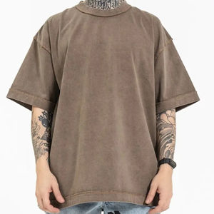Camiseta personalizada lavada con ácido para hombre 300gsm peso pesado 100% algodón Boxy Fit estilo Hip Hop impresión DTG de gran tamaño - Product Image 5