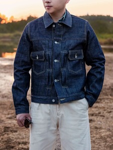 แจ็กเก็ตยีนส์ใช้ได้ทั้งชายและหญิงแขนยาวแบบวินเทจมีกระเป๋า100% ผ้าฝ้ายสำหรับฤดูหนาว - Product Image 5