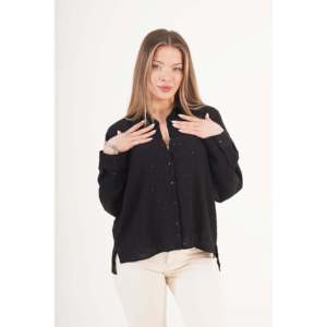 Blusa de Mujer Lustrin, Negra, con Lentejuelas, Mezcla de Viscosa, Diseño Elegante para Vestir de Noche, Venta al Por Mayor - Product Image 1