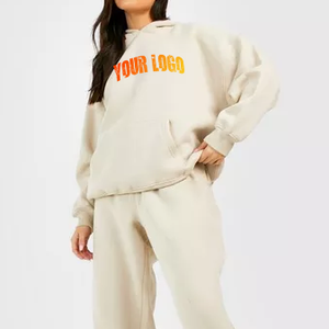 ชุดเสื้อฮู้ดและสเวตเตอร์ผ้าฝ้ายใส่ได้ทั้งชายและหญิงชุดเสื้อสเวตเตอร์โอเวอร์ไซส์แบบกำหนดโลโก้ได้เอง - Product Image 2