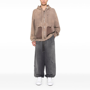 Sweat à capuche pour homme sur mesure, prix de gros, hiver, uni, délavé à l'acide, décoloré au soleil, fermeture éclair, uni, teint, respirant, séchage rapide, personnalisé - Product Image 6