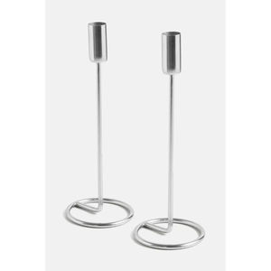 Ensemble de luxe de 2 bougeoirs en acier au design élégant, parfaits pour la vaisselle élégante et la décoration sophistiquée de la maison - Product Image 2