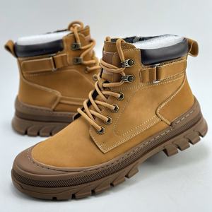 Bottes imperméables de haute qualité, style anglais classique, à semelle épaisse, avec lacets antidérapants, pour hommes, mi-mollet, chaussures de travail pour extérieur - Product Image 1