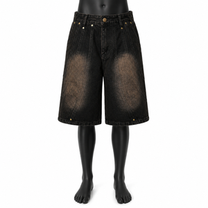 Pantalones Cortos de Mezclilla Anchos y Holgados para Hombre, con Logotipo Personalizado, de Alta Calidad, Estilo Vintage, Ropa Urbana, Jorts Desgastados, Fabricante - Product Image 1