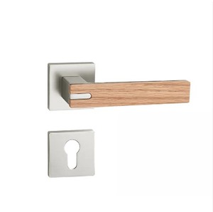 Accesorios de aluminio Juego de manija de palanca de puerta Diseño simple moderno Manija de puerta negra con cerradura Puertas interiores - Product Image 5