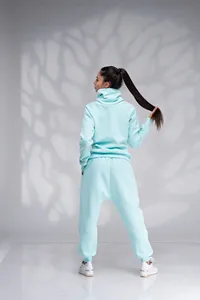 Pantalon de jogging pour femme, couleur unie, taille mi-haute, fermeture élastique, coupe droite, grande taille, écologique, pour l'automne et les loisirs - Product Image 2